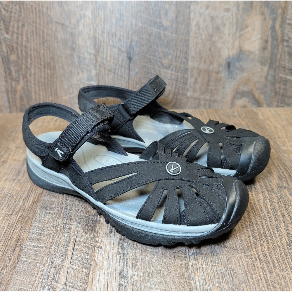Keen Rose Sandals Womens Size 7 Black Adjustable Hook & Loop Strap Comfort